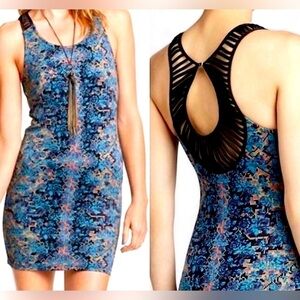Free People Tapestry Digital Damsel Bodycon Mini Dress small